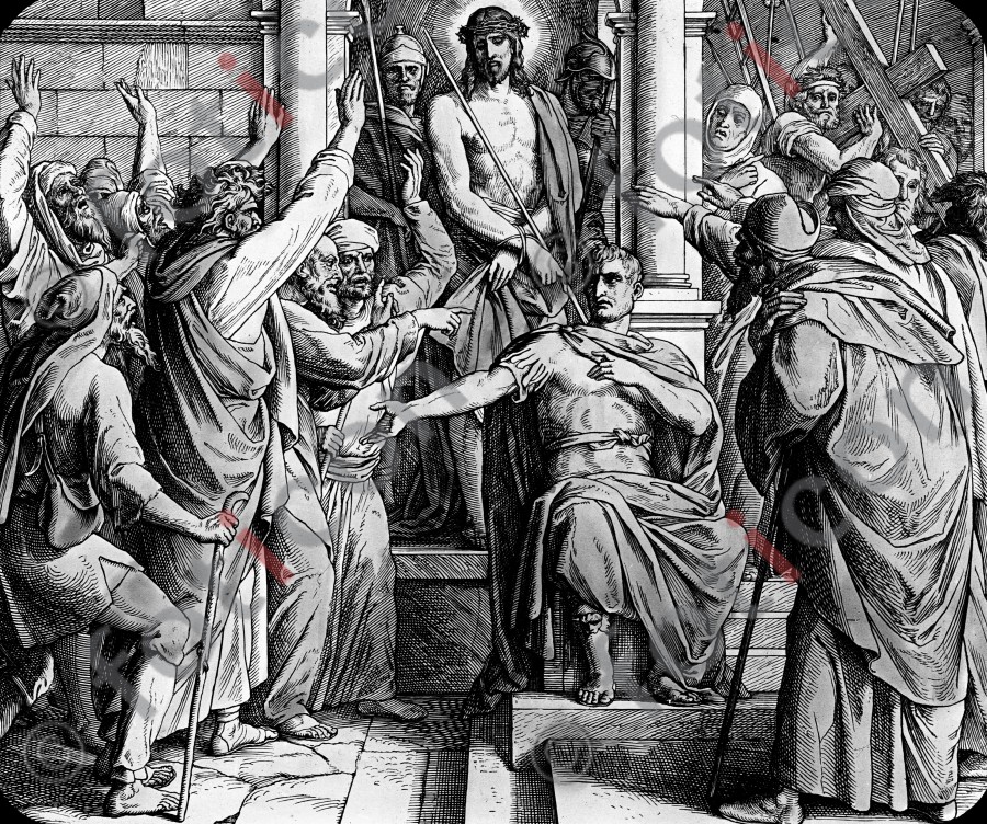 Pontius Pilatus lässt das Volk entscheiden | Pontius Pilate lets the people decide - Foto foticon-simon-043-sw-045.jpg | foticon.de - Bilddatenbank für Motive aus Geschichte und Kultur